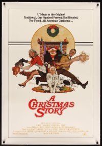 5j272 CHRISTMAS STORY linen 1sh '83 best classic Christmas movie, great art by Robert Tanenbaum!