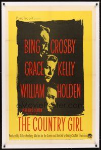 5j275 COUNTRY GIRL linen 1sh '54 Grace Kelly, Bing Crosby, William Holden, by Clifford Odets!
