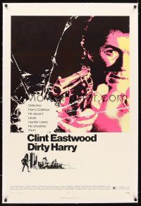 5j286 DIRTY HARRY linen 1sh '71 great art of Clint Eastwood pointing gun, Don Siegel crime classic!