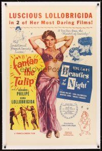 5j298 FANFAN THE TULIP/BEAUTIES OF THE NIGHT linen 1sh '50s sexy luscious Gina Lollobrigida!