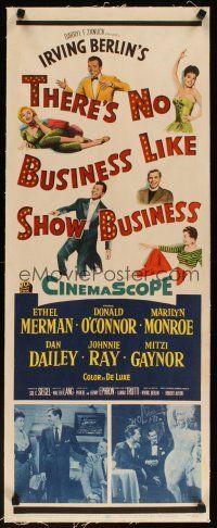5j232 THERE'S NO BUSINESS LIKE SHOW BUSINESS linen insert '54 art & photo of Monroe + top cast!