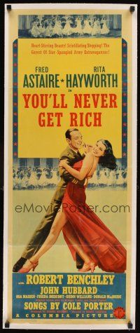 5j233 YOU'LL NEVER GET RICH linen insert '41 art of Fred Astaire dancing with sexy Rita Hayworth!