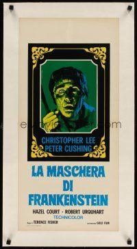 5j154 CURSE OF FRANKENSTEIN linen Italian locandina R70 cool art of Christopher Lee as the monster!
