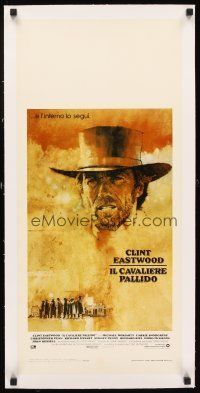 5j156 PALE RIDER linen Italian locandina '85 art of cowboy Clint Eastwood by C. Michael Dudash!