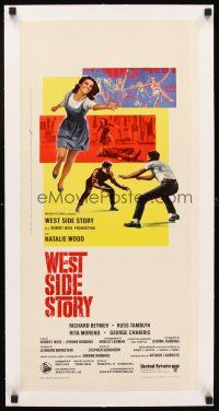 5j157 WEST SIDE STORY linen Italian locandina R68 Academy Award winning musical, wonderful art!