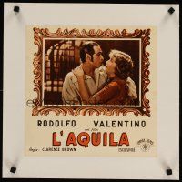 5j159 EAGLE linen Italian 13x13 '25 great romantic close up of Ruldolph Valentino & Vilma Banky!