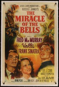 5j363 MIRACLE OF THE BELLS linen 1sh '48 art of Frank Sinatra, pretty Alida Valli & Fred MacMurray!