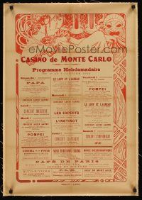 5j068 CASINO DE MONTE CARLO linen casino calendar Jan 1922 they offered so much besides gambling!