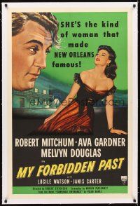 5j367 MY FORBIDDEN PAST linen 1sh '51 Ava Gardner is the kind of girl that made New Orleans famous!