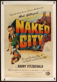 5j369 NAKED CITY linen 1sh '47 Jules Dassin & Mark Hellinger's New York film noir classic!