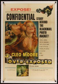 5j380 OVER-EXPOSED linen 1sh '56 super sexy Cleo Moore has curves, camera, and no conscience!