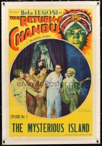 5j399 RETURN OF CHANDU linen chapter 7 1sh '34 Bela Lugosi with top stars AND in border art, serial