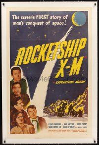 5j402 ROCKETSHIP X-M linen 1sh '50 Lloyd Bridges in the FIRST story of man's conquest of space!