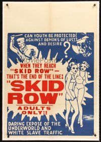 5j418 SKID ROW linen 1sh '50 can youth be protected against demons of lust & desire, cool taglines!