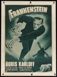 5j092 FRANKENSTEIN linen Spanish R70s great close up artwork of Boris Karloff as the monster!