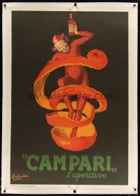 5j040 CAMPARI L'APERITIVO linen 38x55 Italian art print '50 orange drink ad by Leonetto Cappiello!