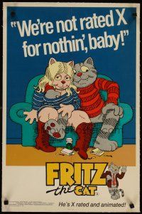 5j212 FRITZ THE CAT linen special 18x27 '72 Ralph Bakshi sex cartoon, he's not x-rated for nothin'!