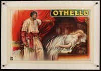 5j060 OTHELLO linen English stage poster '20s art of the Moor w/dagger standing over Desdemona!