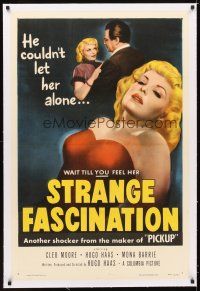 5j433 STRANGE FASCINATION linen 1sh '52 Hugo Haas couldn't leave sexy bad girl Cleo Moore alone!