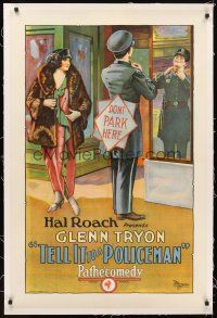 5j441 TELL IT TO A POLICEMAN linen 1sh '24 great stone litho of cop Glenn Tryon & Olive Borden!