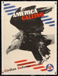 5j050 AMERICA CALLING linen 30x40 WWII war poster '42 take your place in Civilian Defense!
