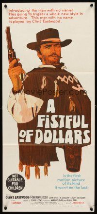 5k014 FISTFUL OF DOLLARS Aust daybill '67 Sergio Leone's Per un Pugno di Dollari, art of Eastwood!
