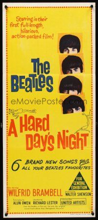 5k020 HARD DAY'S NIGHT Aust daybill '64 great image of The Beatles, rock & roll classic!