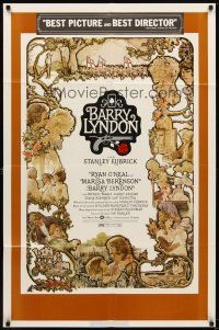 5k071 BARRY LYNDON 1sh '75 Stanley Kubrick, Ryan O'Neal, great colorful art of cast!