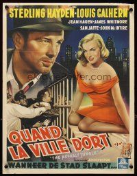 5k423 ASPHALT JUNGLE Belgian '50 Sterling Hayden, John Huston classic, art of sexy Marilyn Monroe!