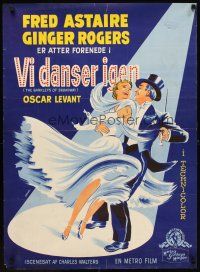 5k472 BARKLEYS OF BROADWAY Danish '50 artwork of Fred Astaire & Ginger Rogers dancing in New York!