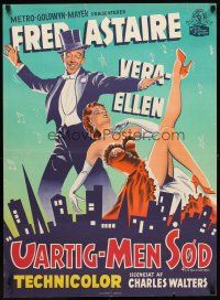 5k474 BELLE OF NEW YORK Danish '52 art of Fred Astaire dancing w/sexy Vera-Ellen over skyline!