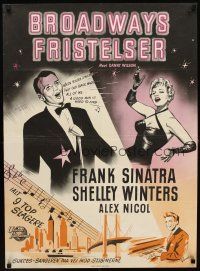 5k489 MEET DANNY WILSON Danish '52 Wenzel art of Frank Sinatra & sexy Shelley Winters, dynamite!