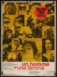 5k322 MAN & A WOMAN French 23x32 '66 Claude Lelouch, Anouk Aimee, Jean-Louis Trintignant