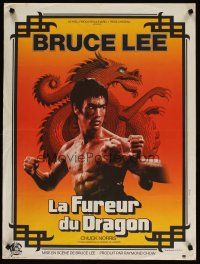 5k324 RETURN OF THE DRAGON French 23x32 '74 Bruce Lee classic, great close-up of Lee, Ferracci art