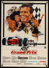 5k046 GRAND PRIX German '67 great montage artwork of Formula One race car driver James Garner!
