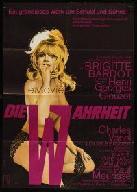 5k049 LA VERITE German '61 cool art of sexy topless Brigitte Bardot, Henri-Georges Clouzot!