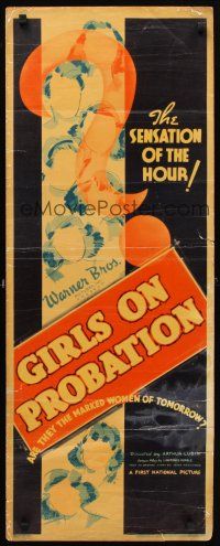 5k212 BELOVED BRAT insert '38 with aborted original Girls on Probation title, rare, cool image!