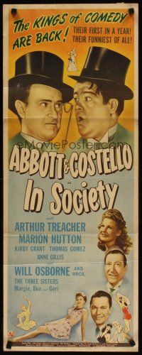 5k219 IN SOCIETY insert '44 Bud Abbott & Lou Costello, Arthur Treacher, sexy Marion Hutton!