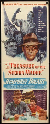 5k229 TREASURE OF THE SIERRA MADRE insert '48 Humphrey Bogart, Tim Holt & Walter Huston + Blake!
