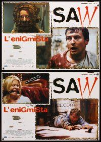 5k523 SAW set of 4 Italian photobustas '04 Cary Elwes, Danny Glover, Monica Potter, gory images!