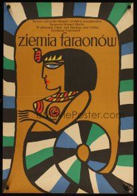 5k456 LAND OF THE PHARAOHS Polish 23x33 '72 Treutler artwork of Egyptian snake woman!