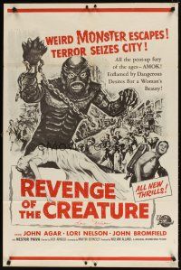 5k123 REVENGE OF THE CREATURE signed military 1sh R60s by Lori Nelson, different monster art!