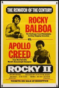 5k125 ROCKY II 1sh '79 great different boxing poster art design, rematch fight of the century!