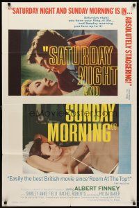 5k126 SATURDAY NIGHT & SUNDAY MORNING 1sh '61 close-up of Albert Finney & Shirley Anne Field!