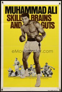 5k132 SKILL BRAINS & GUTS 1sh '75 best image of Muhammad Ali in boxing trunks & gloves raised!