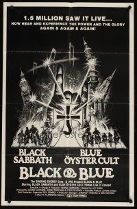 5k249 BLACK & BLUE special 23x35 '80 Black Sabbath & Blue Oyster Cult, cool heavy metal art!