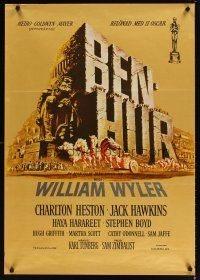5k287 BEN-HUR Swedish '60 Charlton Heston, William Wyler classic religious epic, cool chariot art!