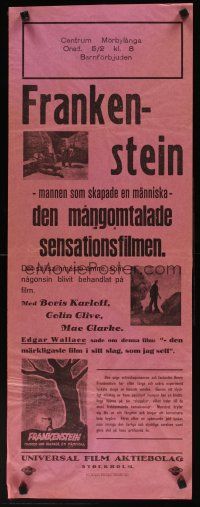 5k291 FRANKENSTEIN Swedish stolpe '32 Boris Karloff as the monster, cool images!