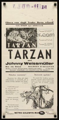 5k294 TARZAN THE APE MAN Swedish stolpe '33 Johnny Weismuller & Maureen O'Sullivan!