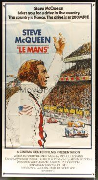 5m116 LE MANS 3sh '71 best Tom Jung artwork of race car driver Steve McQueen waving at fans!